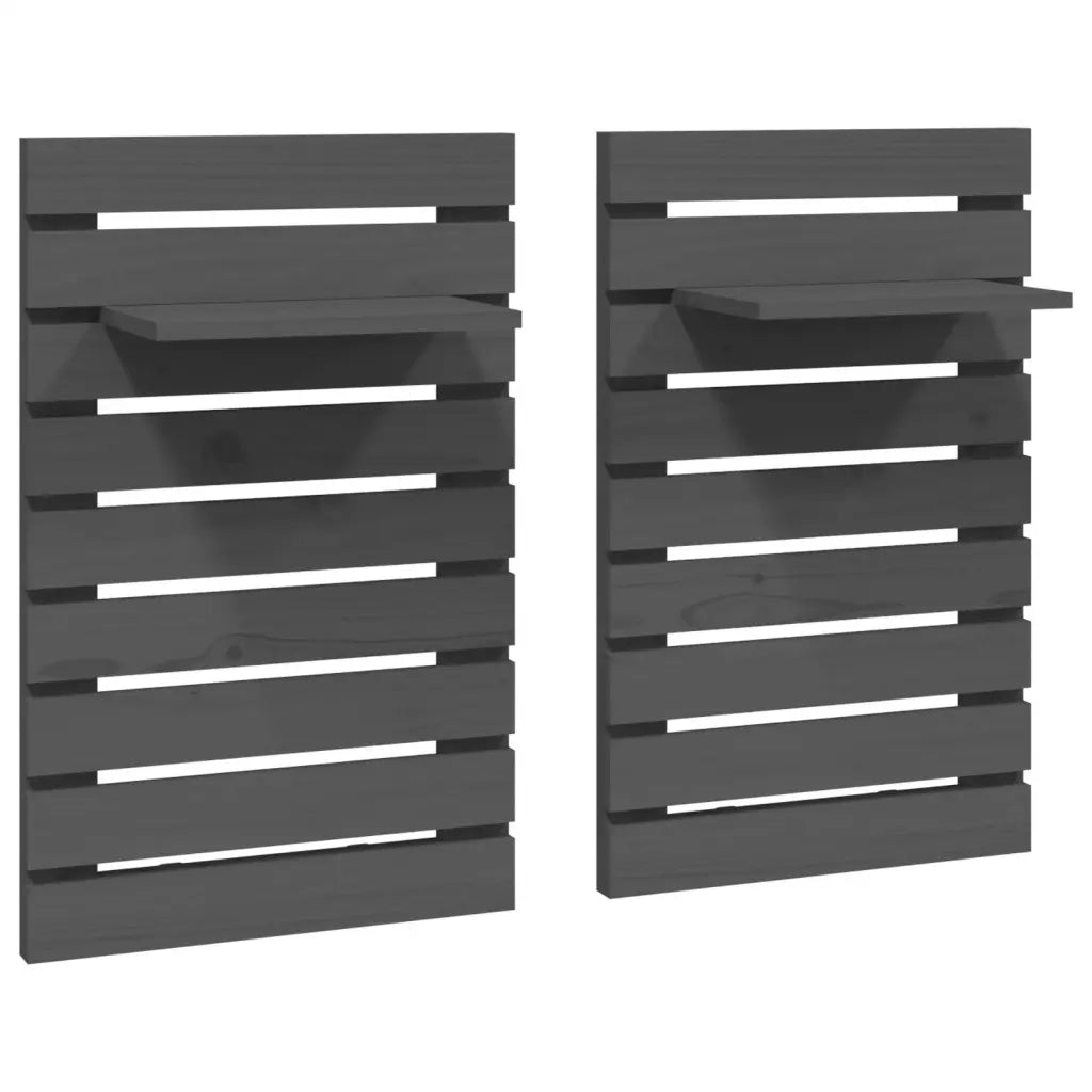 Mensole da Letto a Parete 2 pz Grigio Legno Massello di Pino cod mxl 32926