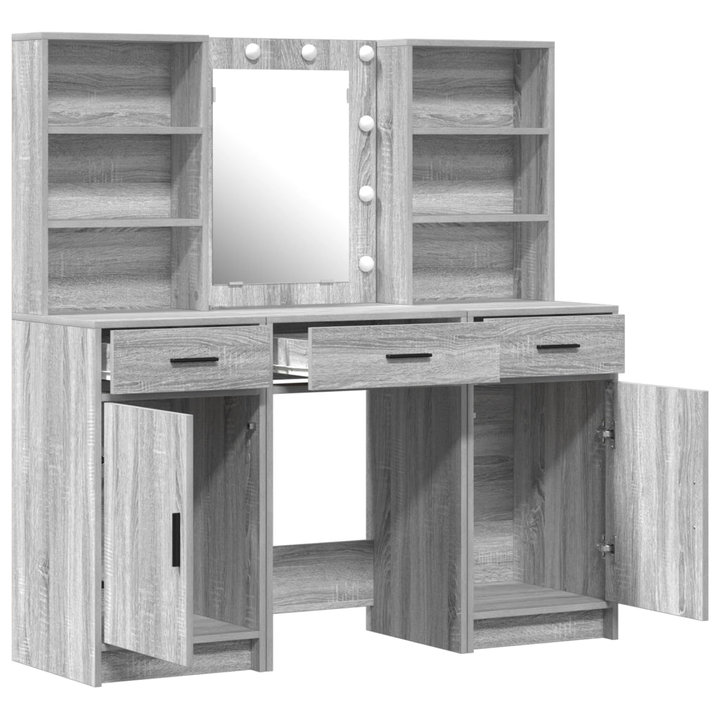 Set scrittoio a 3 pezzi  Grigio in legno ingegnerizzato