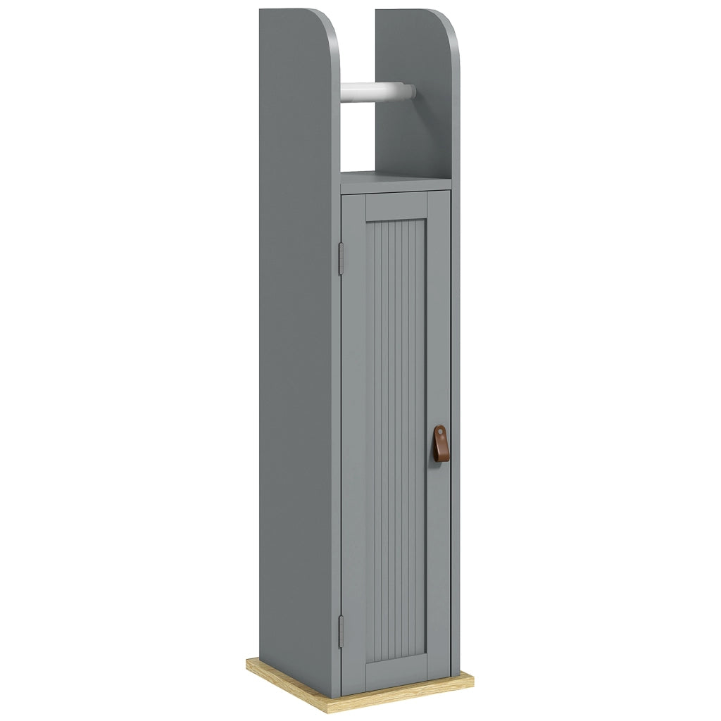 Mobile da bagno con ripiani regolabili e porta rotoli ¨C zephmum ¨C grigio 20x20x80 cm