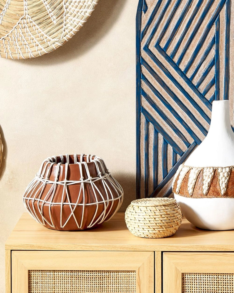 Vaso decorativo in terracotta marrone Stile naturale per fiori secchi
