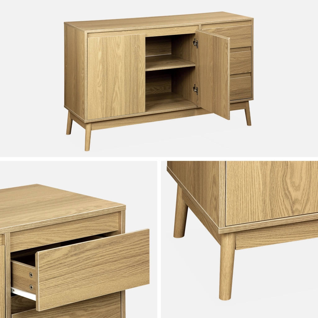 Credenza effetto legno a 2 ante, 120cm, marrone naturale