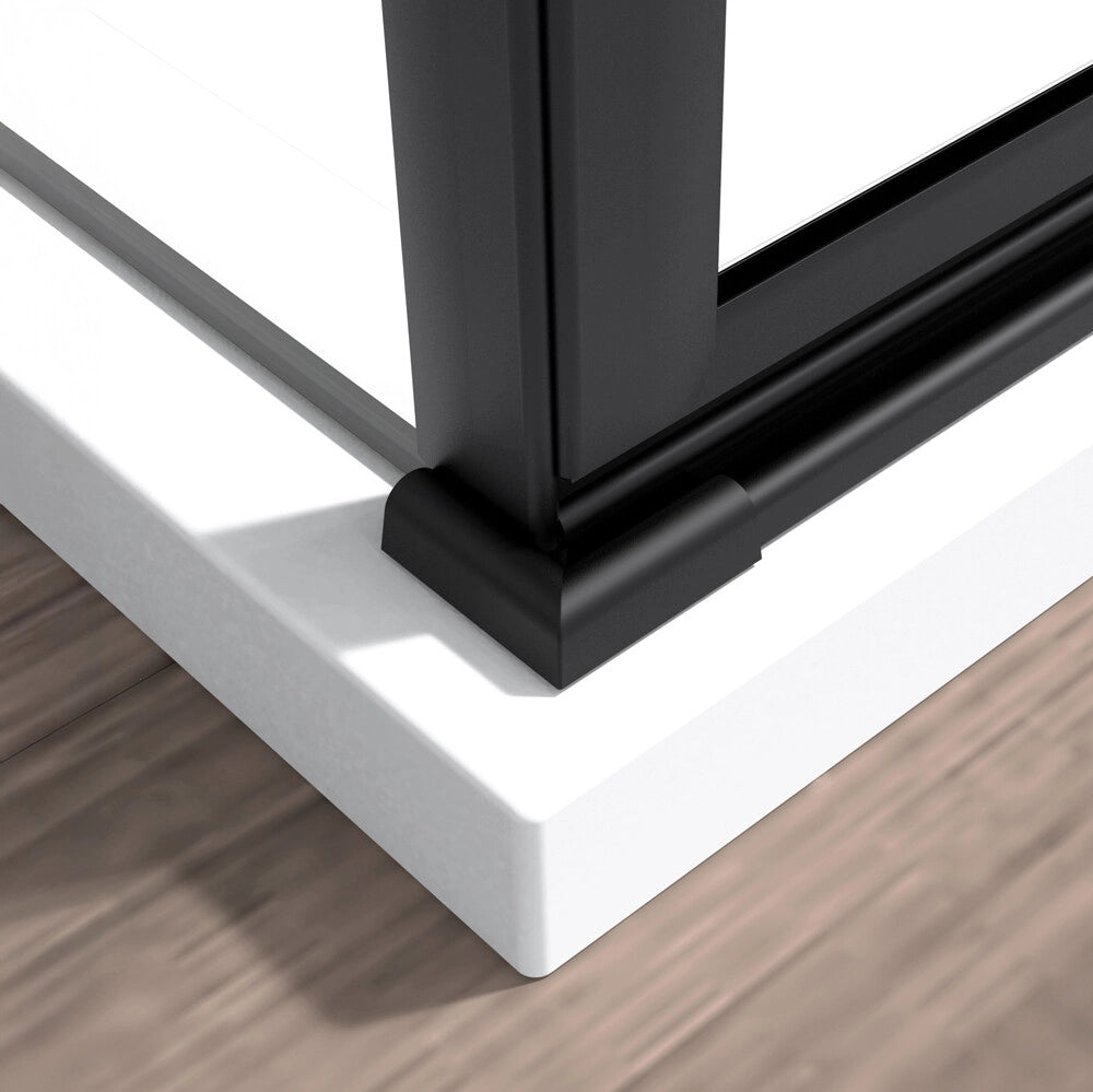 Box doccia angolare 70x90 in vetro temperato trasparente battente con profili nero opaco Neos