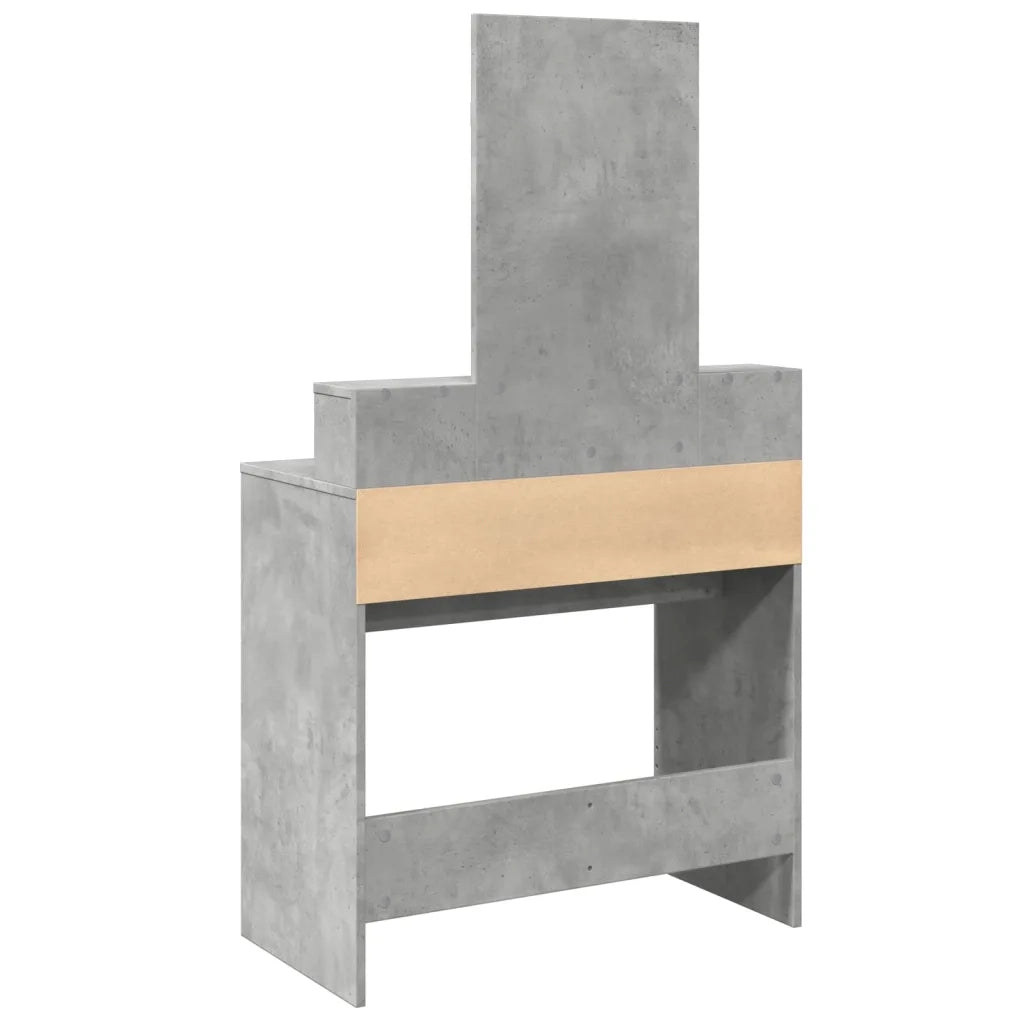 Toeletta con Specchio-Tavolo da Vanit¨¤ Grigio Cemento 80x41x144,5 cm