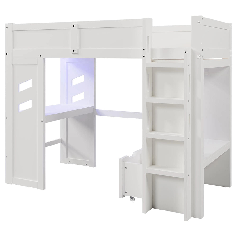 Letto gaming - Xylo - 90x200 cm LED con USB-C bianco