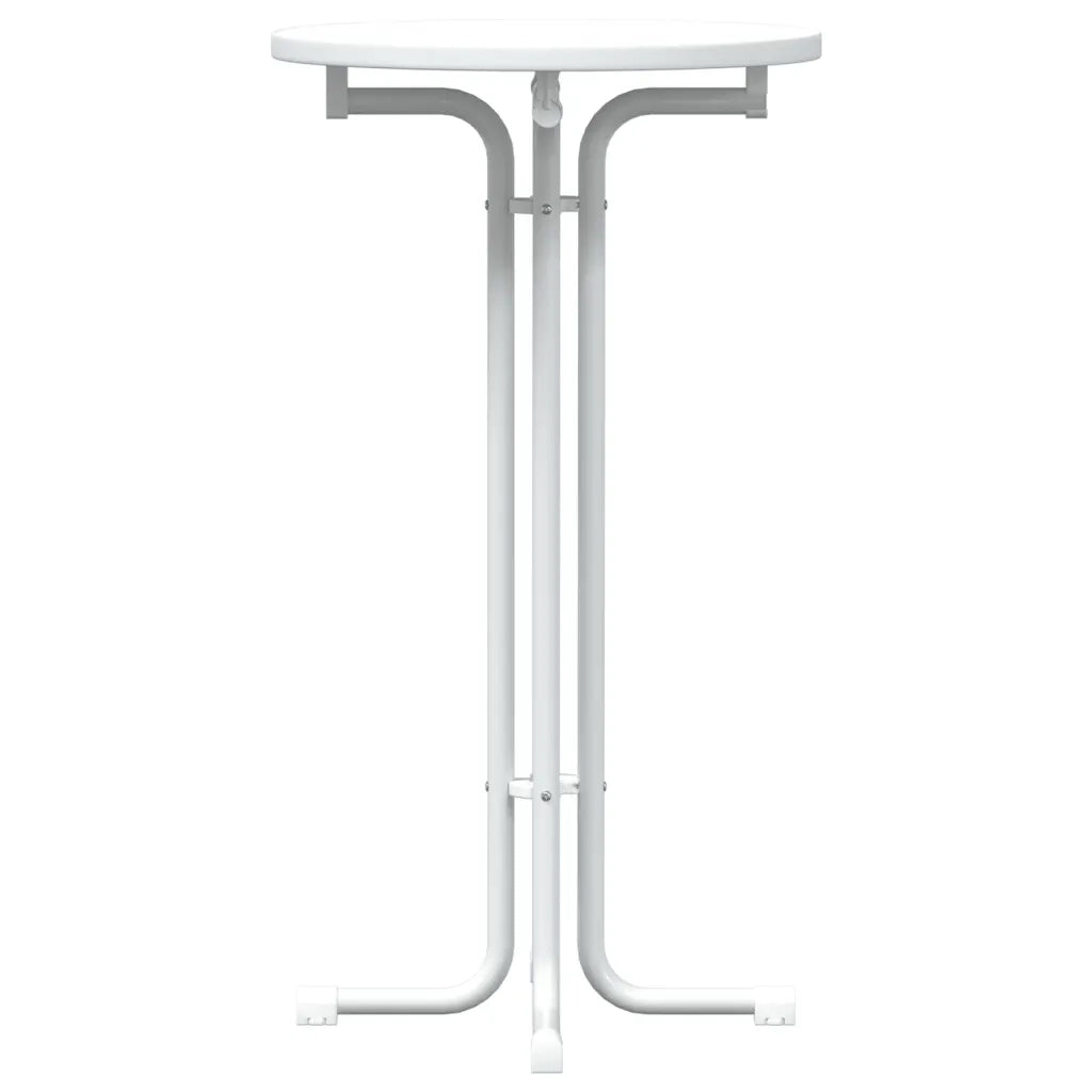 Tavolo da Pranzo Bianco Ã˜60x110 cm Legno Multistrato e Acciaio