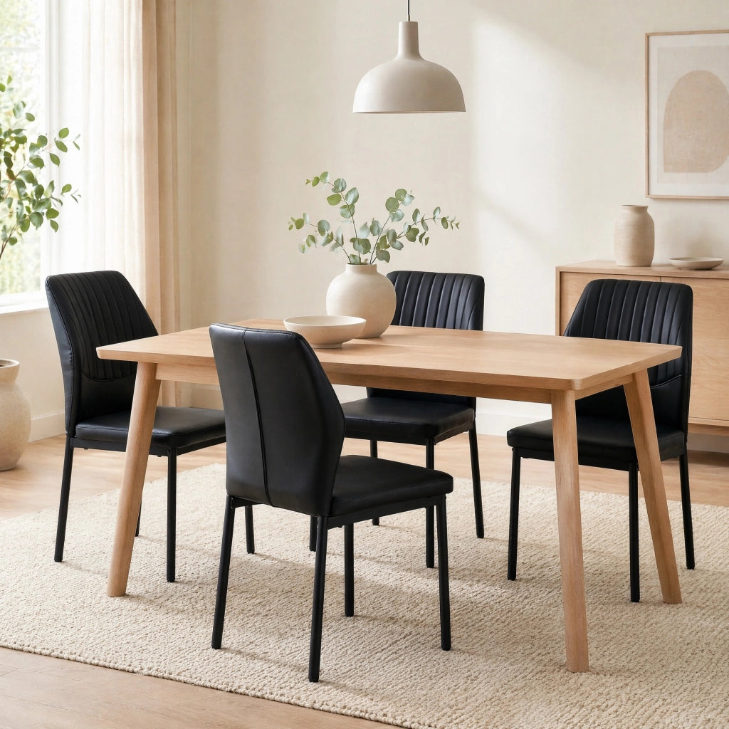 SEDIA da pranzo Set da 4 pezzi 93 cm Nero PU e metallo