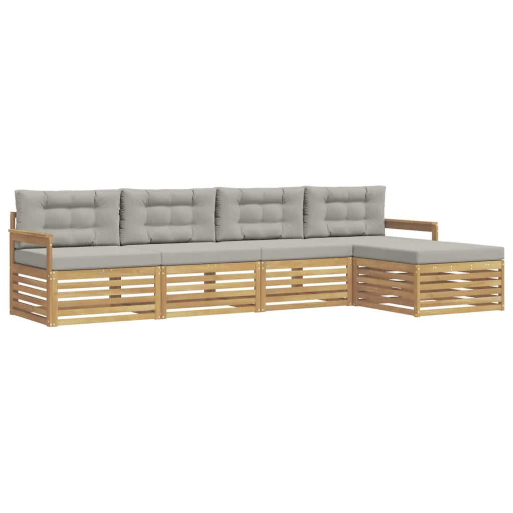 Set di divani da esterno 5 pcs Bianco e Grigio Chiaro