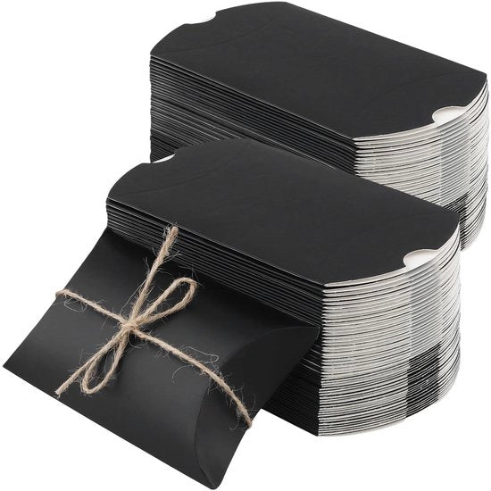 Scatole di regalo per matrimonio o compleanno - 150 pezzi - Carta rigida nera - Dimensioni 13 x 8,8 x 3,5 cm - Inclusa corda di juta - Comode e pratiche - Scatole di regalo