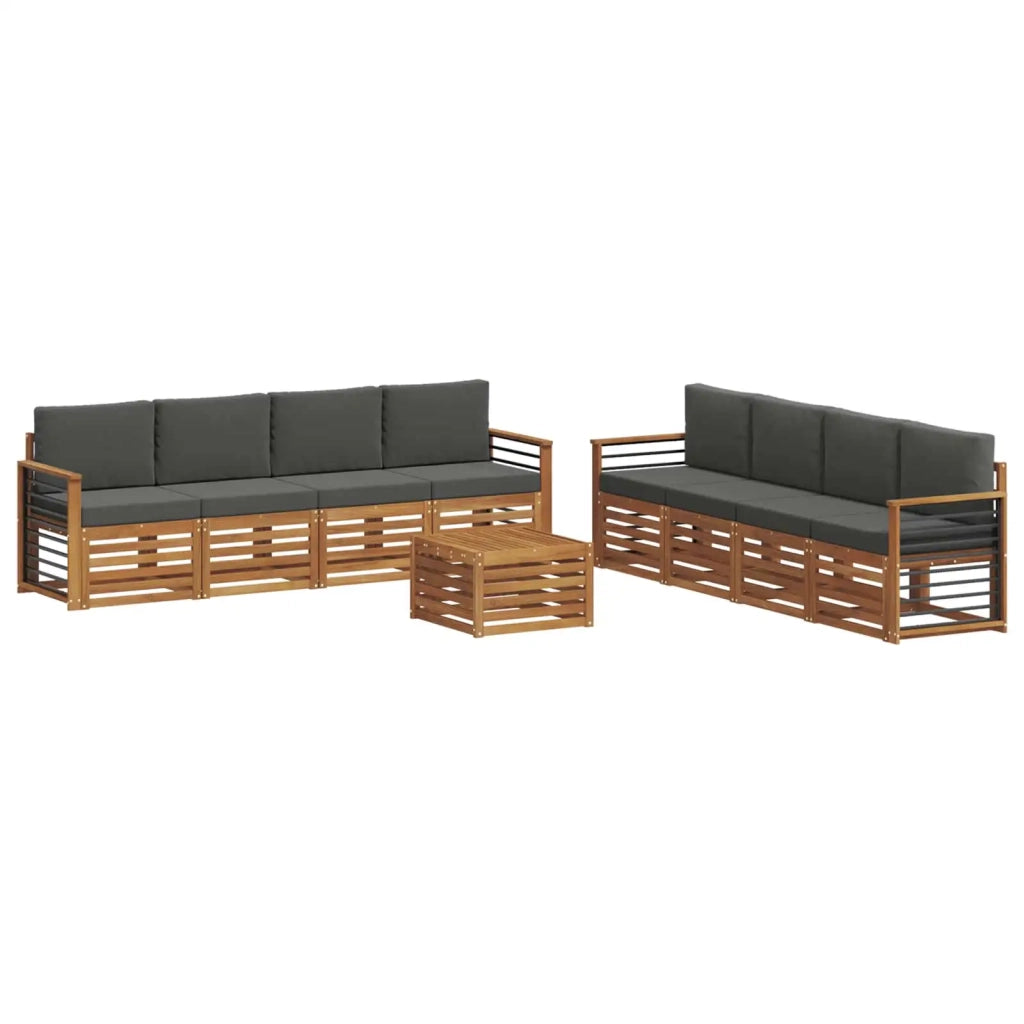Set divani 9 pcs Naturale e Antracite Legno di Acacia Massello 3374582
