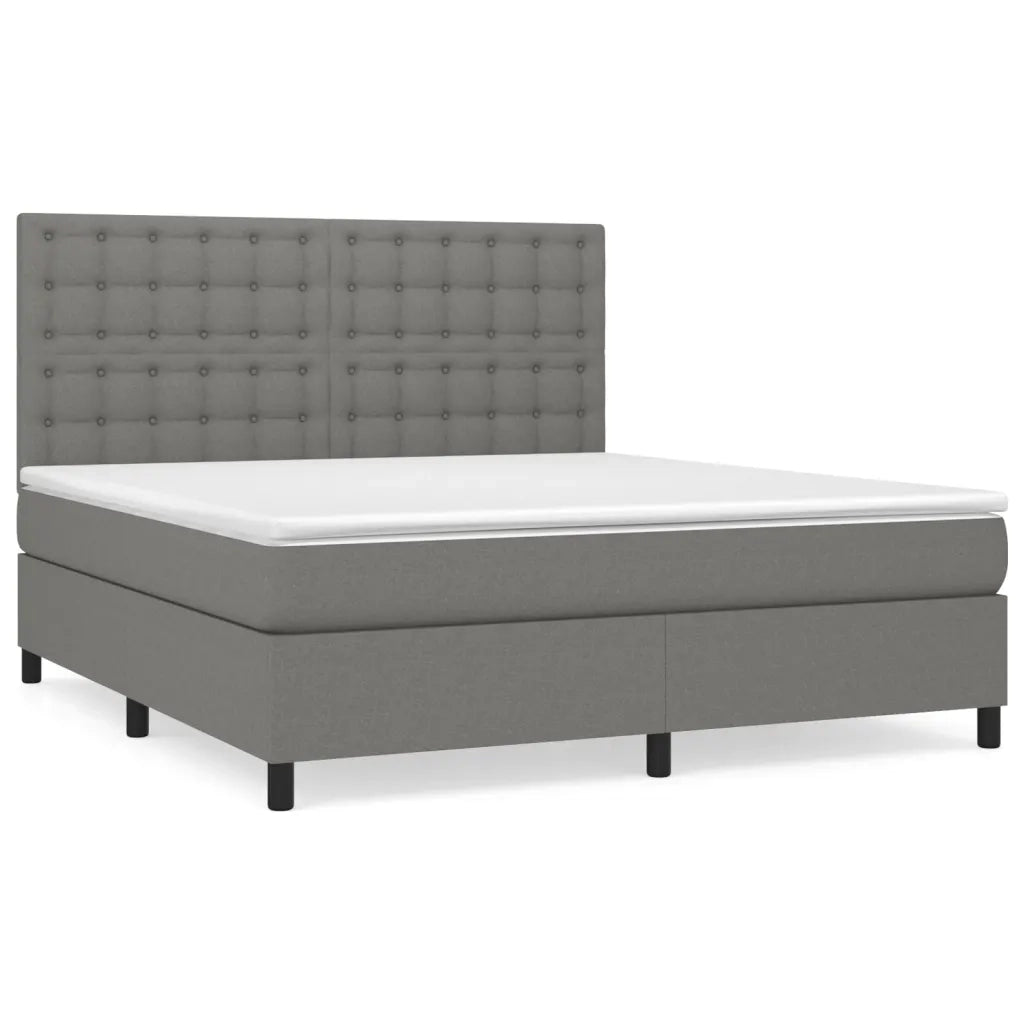 Giroletto a Molle con Materasso Grigio Scuro 160x200 cm Tessuto 3142106