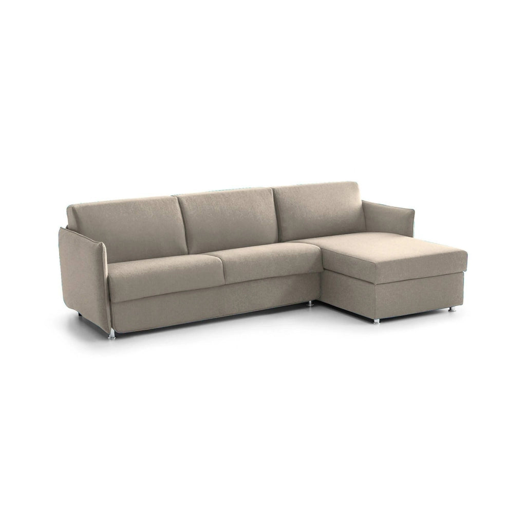 Sumirago, Divano Letto con Penisola Sfoderabile Made in Italy, 260x160 cm Grigio Tortora