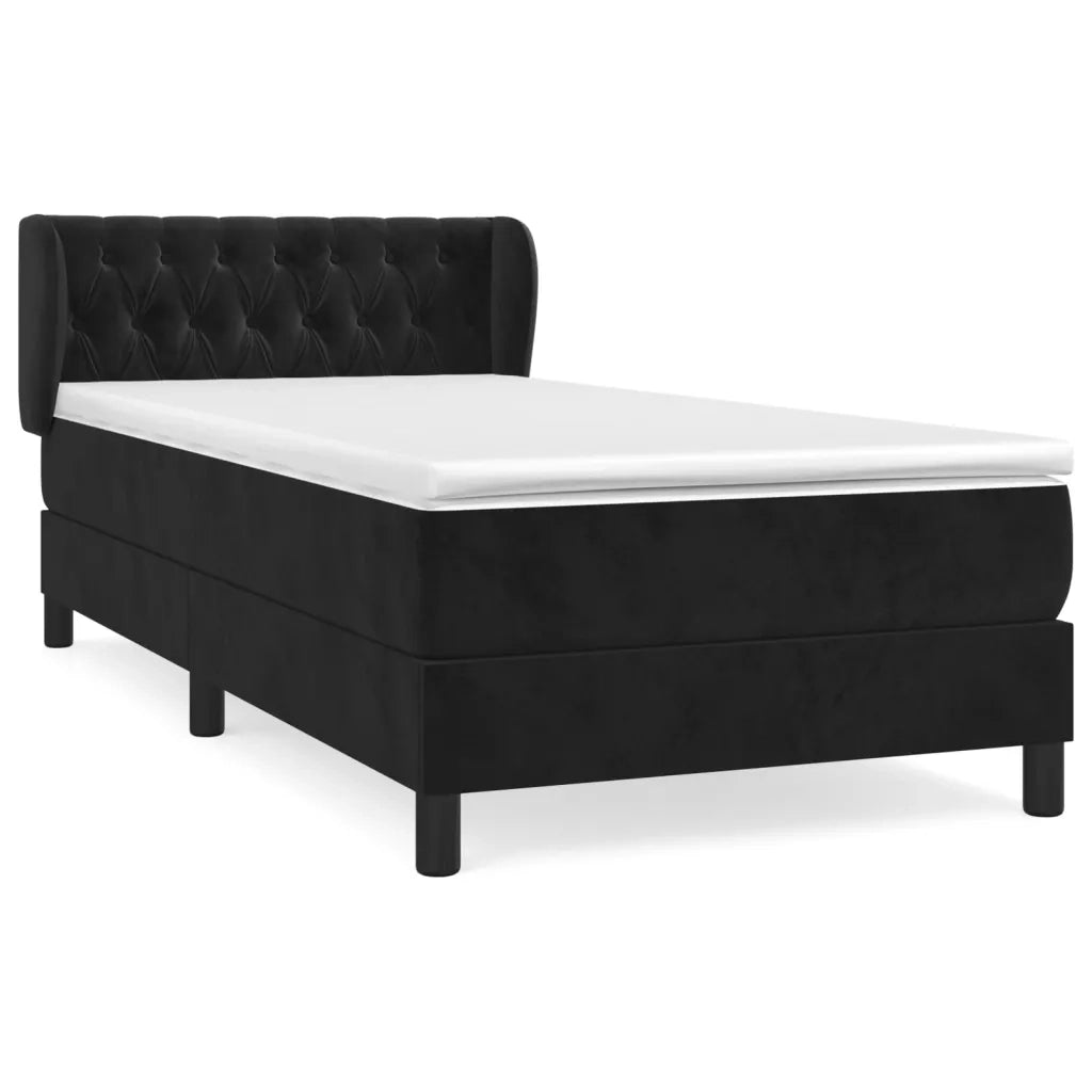 Giroletto a Molle con Materasso Nero 100x200 cm in Velluto 3127657