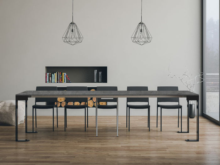 Consolle Allungabile 90-300x40x77 cm in Nobilitato Grigio