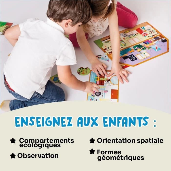 Giochi educativi - GEOMAG - La mia Eco Casa - Metodo Montessori - Costruzione di case - Sensibilizzazione ambientale