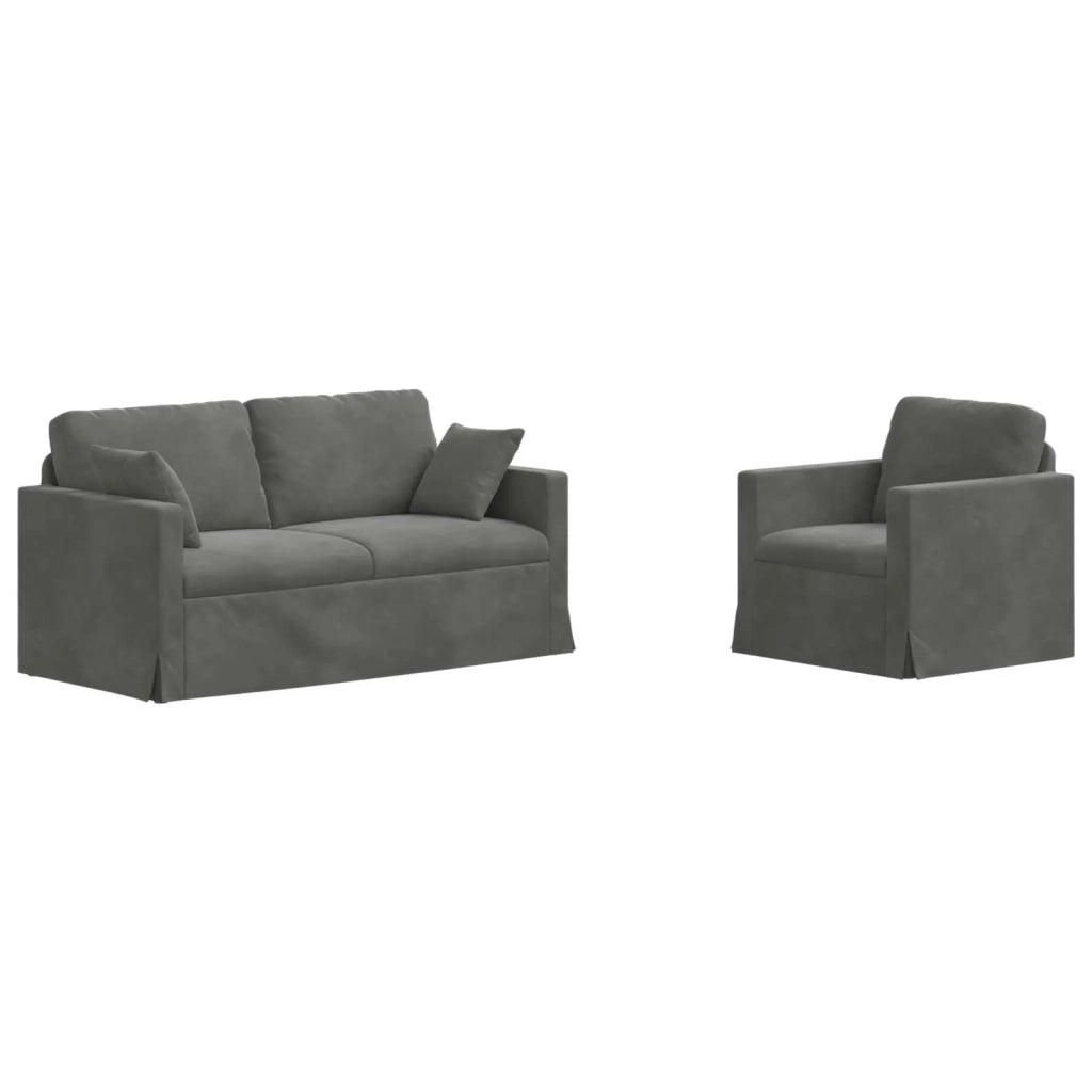 Set di divani 2 pcs Grigio scuro 158 x 78 x 80 cm Velluto
