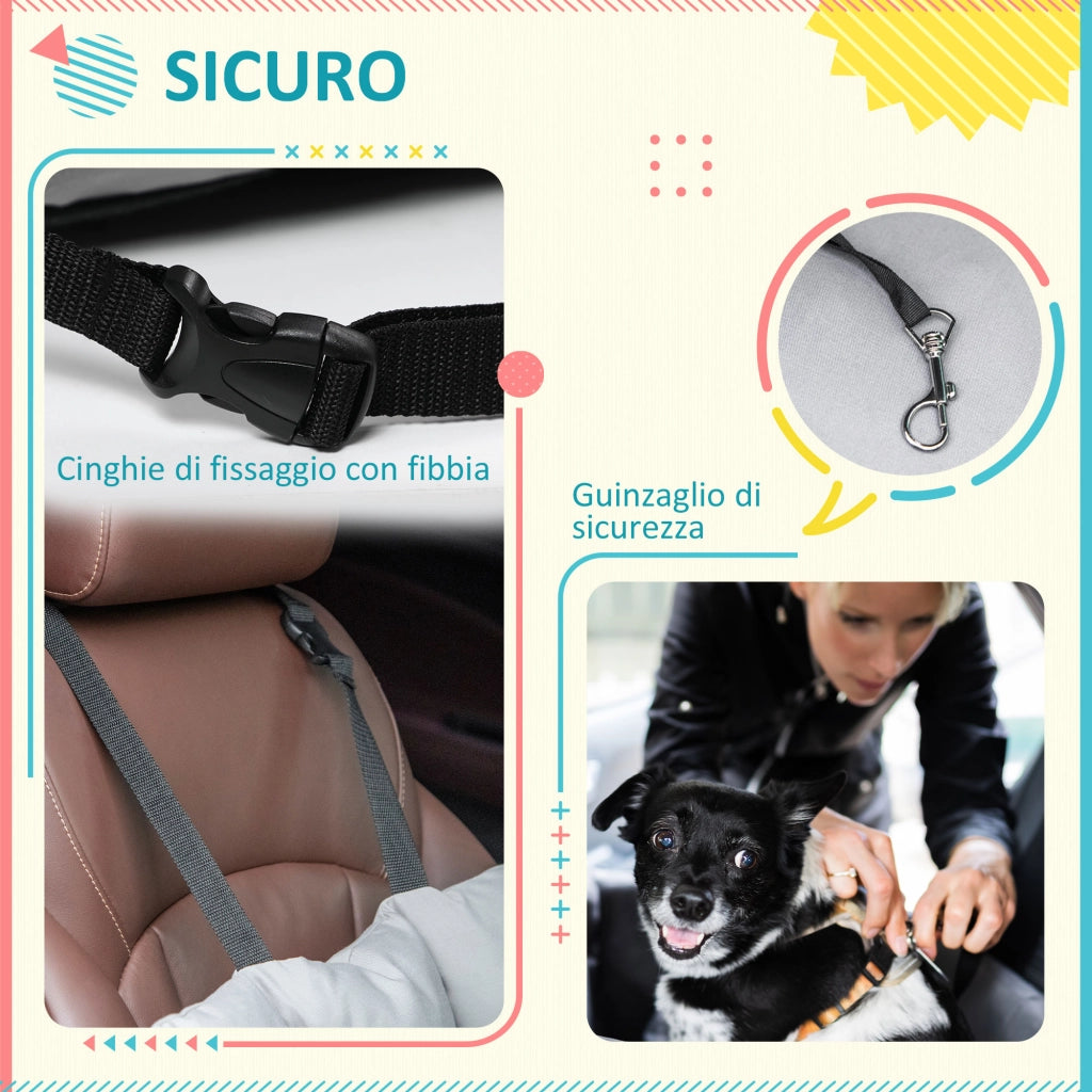 Seggiolino Auto per Cani ¨C Xylo ¨C Grigio Scuro Sfoderabile Lavabile