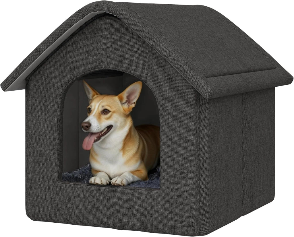 Cuccia per Gatti Cani,Casetta per Animali Domestici con Cuscino,Cuccia per Cani da Esterno Resistente all'inverno, Impermeabile e Resistente alle Intemperie per Animali Randagi 60x55x60cm