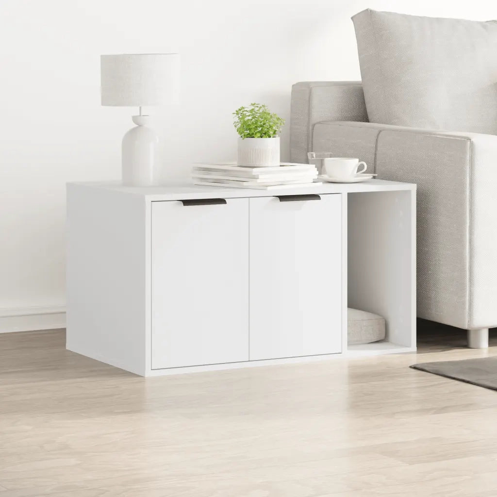 Recinto per Lettiera per Gatti Bianco 80x50x45 cm in Truciolato