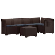 Divano da Giardino 5 Posti con Cuscini Stile Rattan PP Marrone 3444077