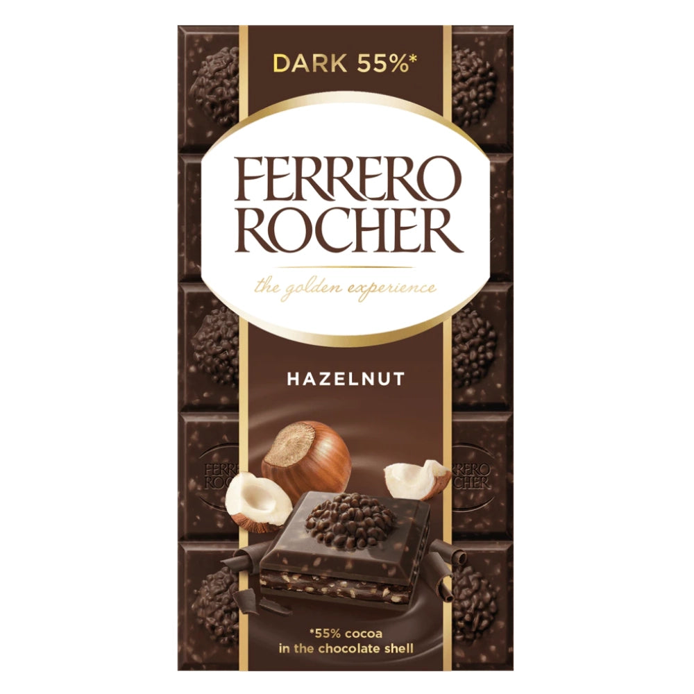 Ferrero rocher original tavoletta di cioccolato fondente con nocciole da 90 grammi