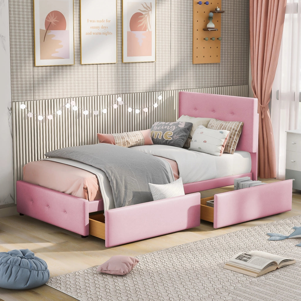 letto imbottito velluto rosa 90 x 200 cm
