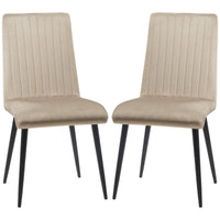 Set 2 Sedie Imbottite 43x58x90 cm in Tessuto Marrone Chiaro