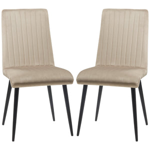 Set 2 Sedie Imbottite 43x58x90 cm in Tessuto Marrone Chiaro