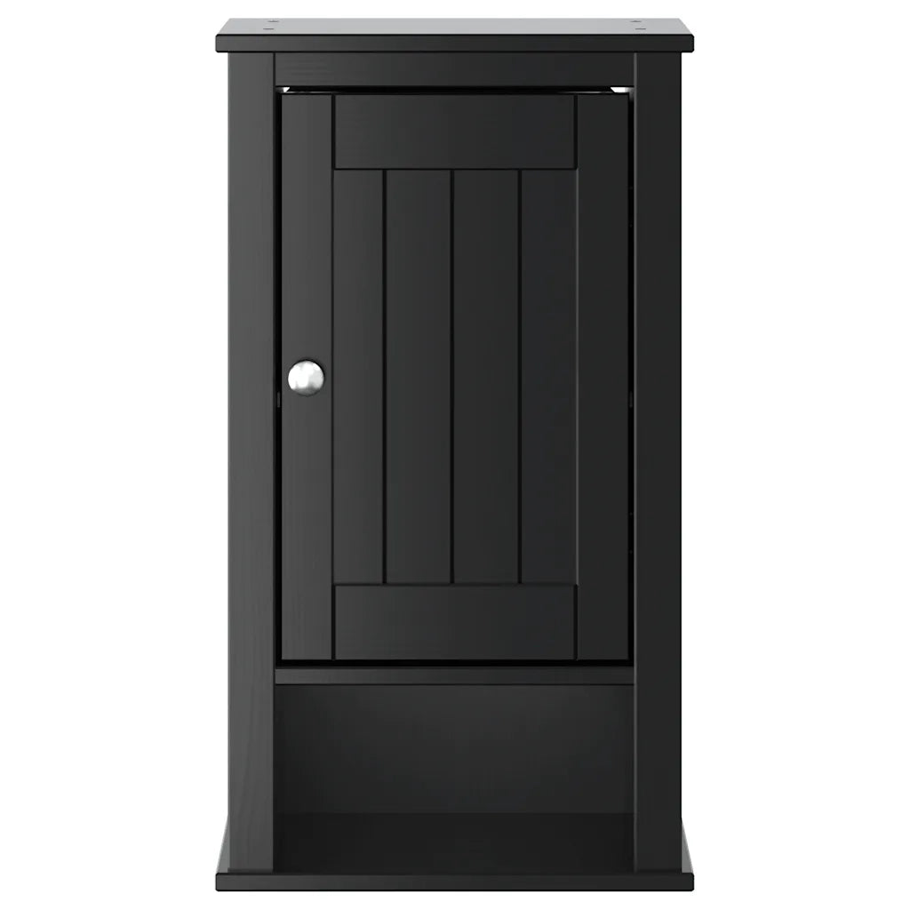 Mobile da Bagno a Muro BERG Nero 40x27x71,5 cm Massello Pino 358549