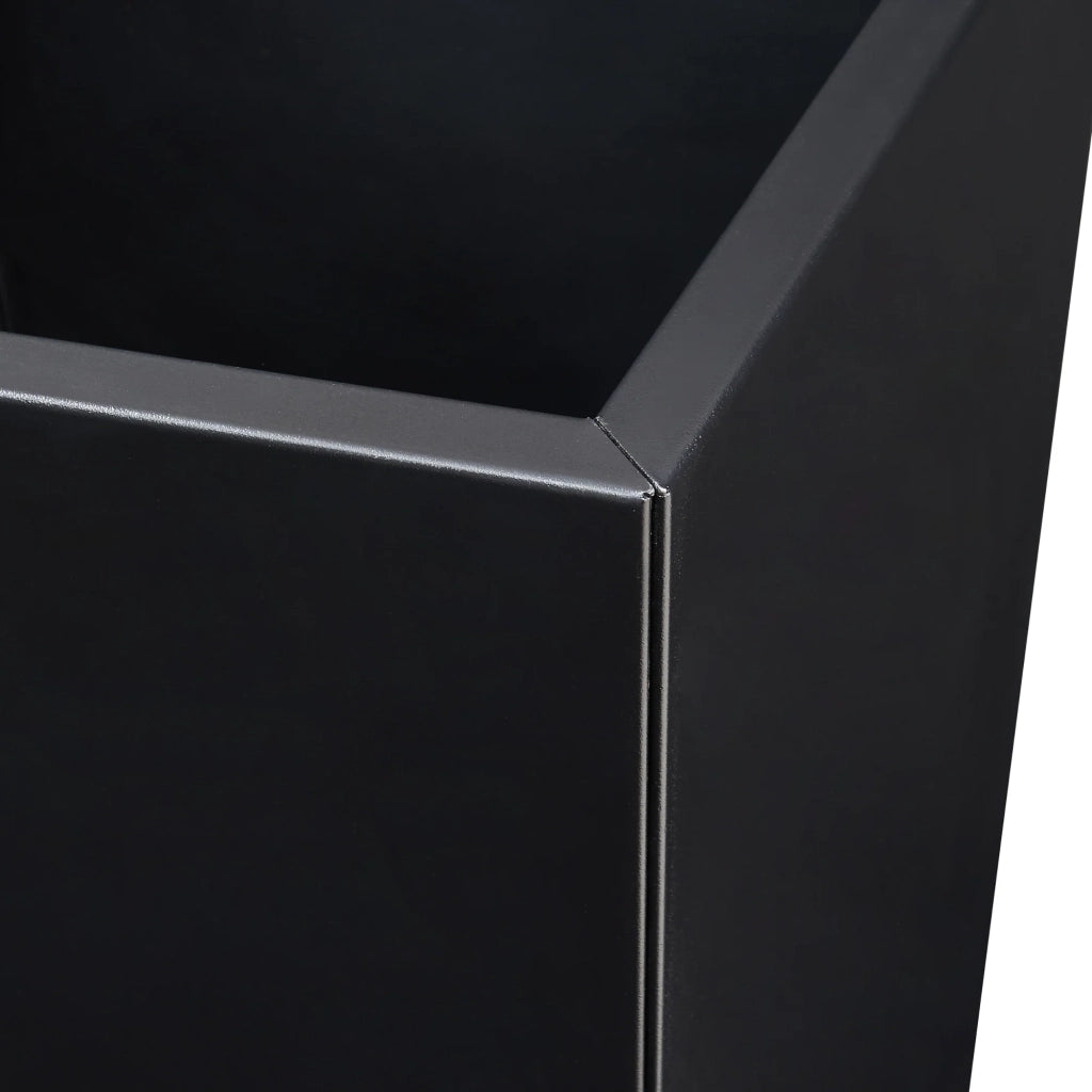 Vaso per piante/fioriera 76 x 39 x 39 cm acciaio zincato nero 03_0008957