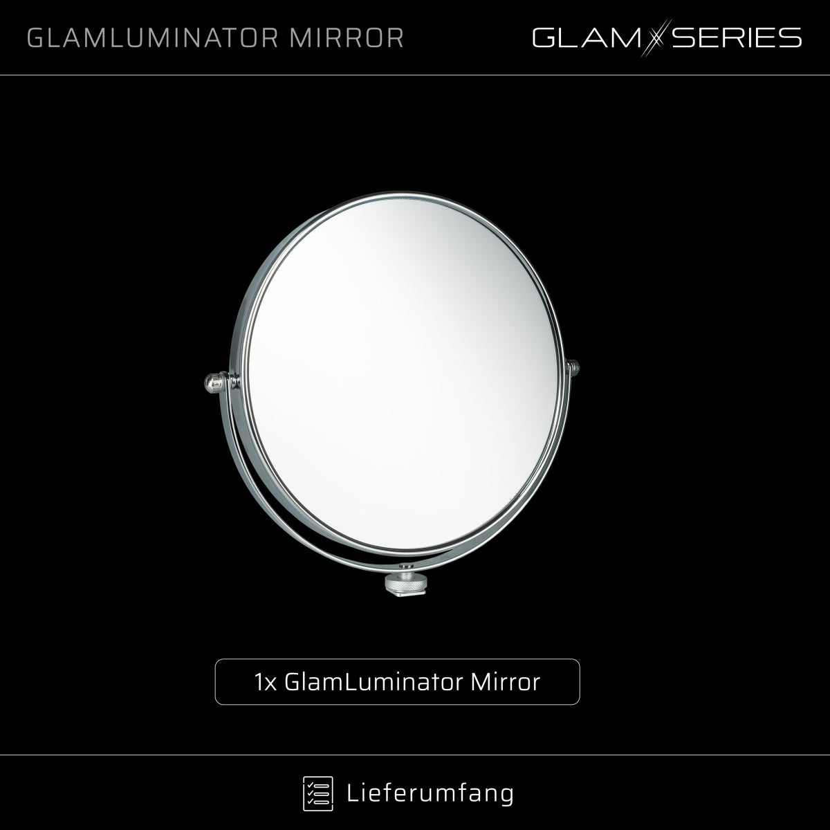 GlamSeries GlamLuminater Specchio per trucco con rotazione a 360° per braccio aggiuntivo, specchio makeup con doppio ingrandimento per luce LED