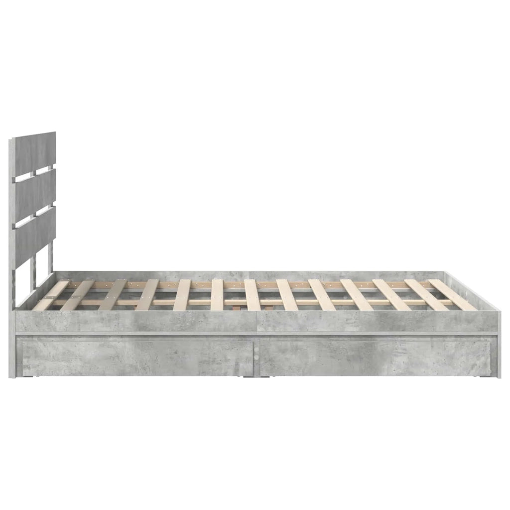 Letto con Contenitore con testiera Grigio cemento 150 x 200 cm