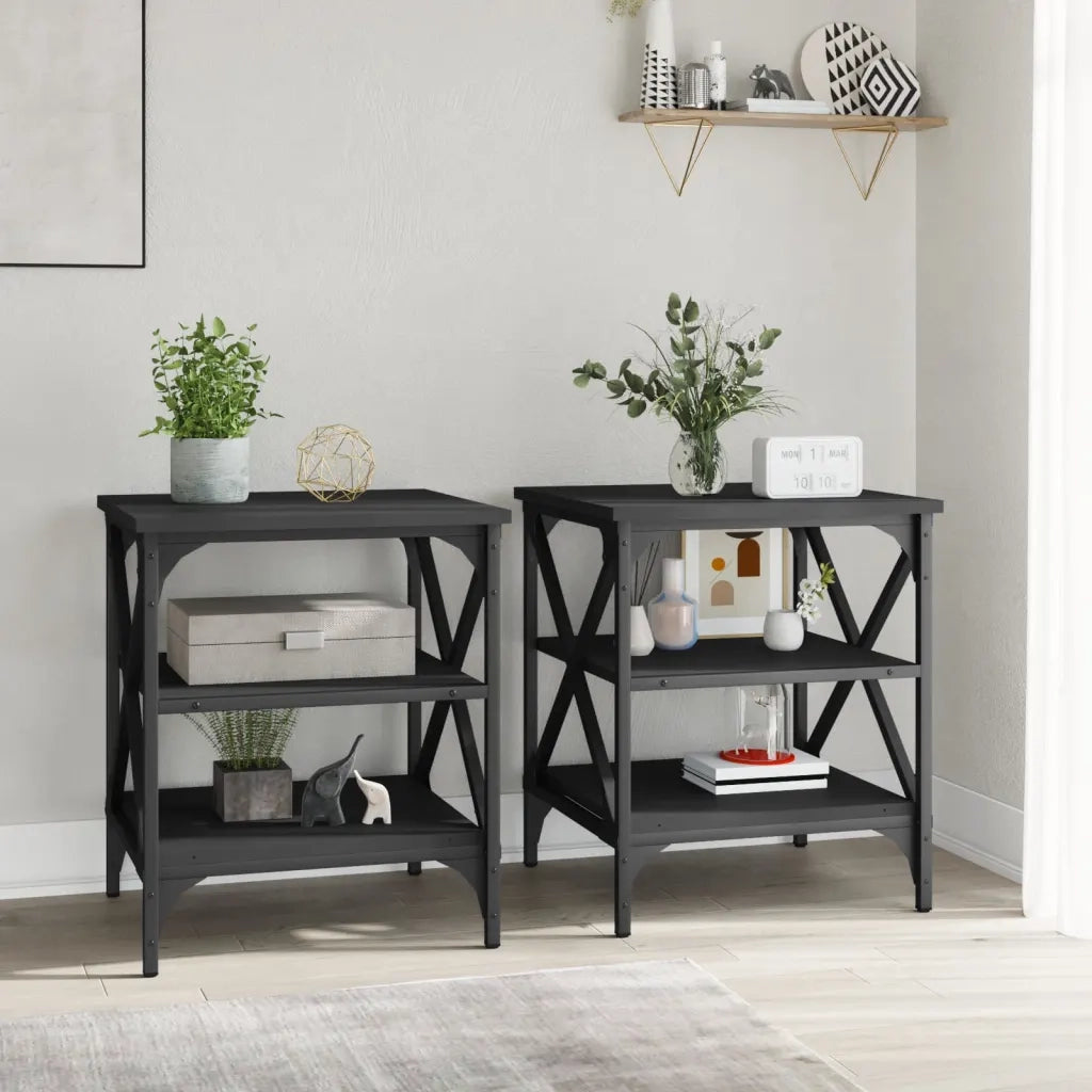 Tavolini 2 pz Neri 40x42x50 cm in Legno Multistrato 825773