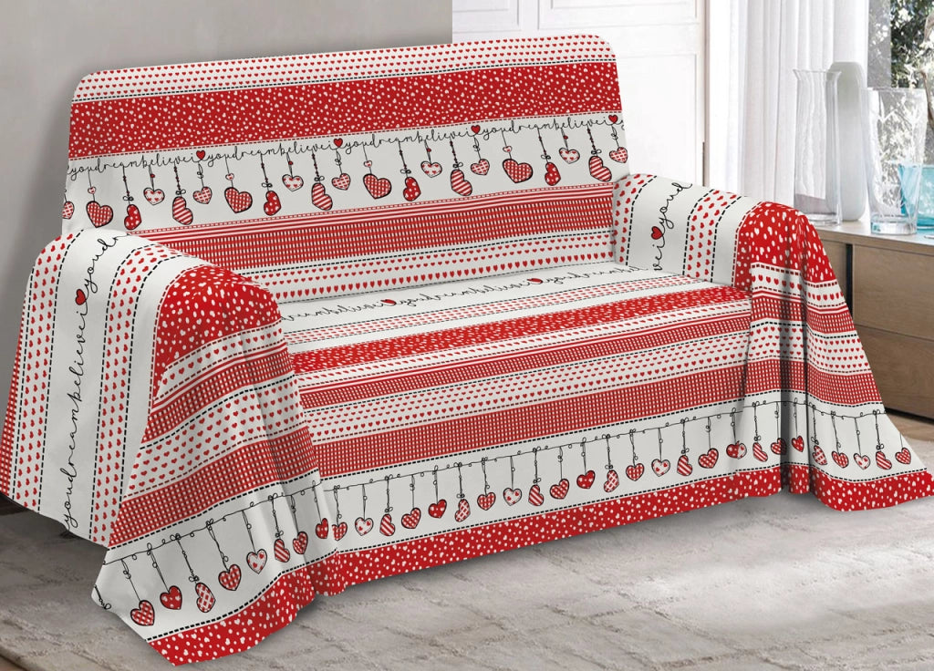 Telo Arredo Granfoulard Copritutto Cotone Copriletto Multiuso Disegni Invernali OB - 2 Piazze - Dream Rosso