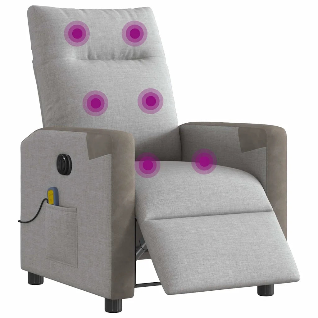 Poltrona Reclinabile Massaggio Elettrica Grigio Nuvola Tessuto 3324084