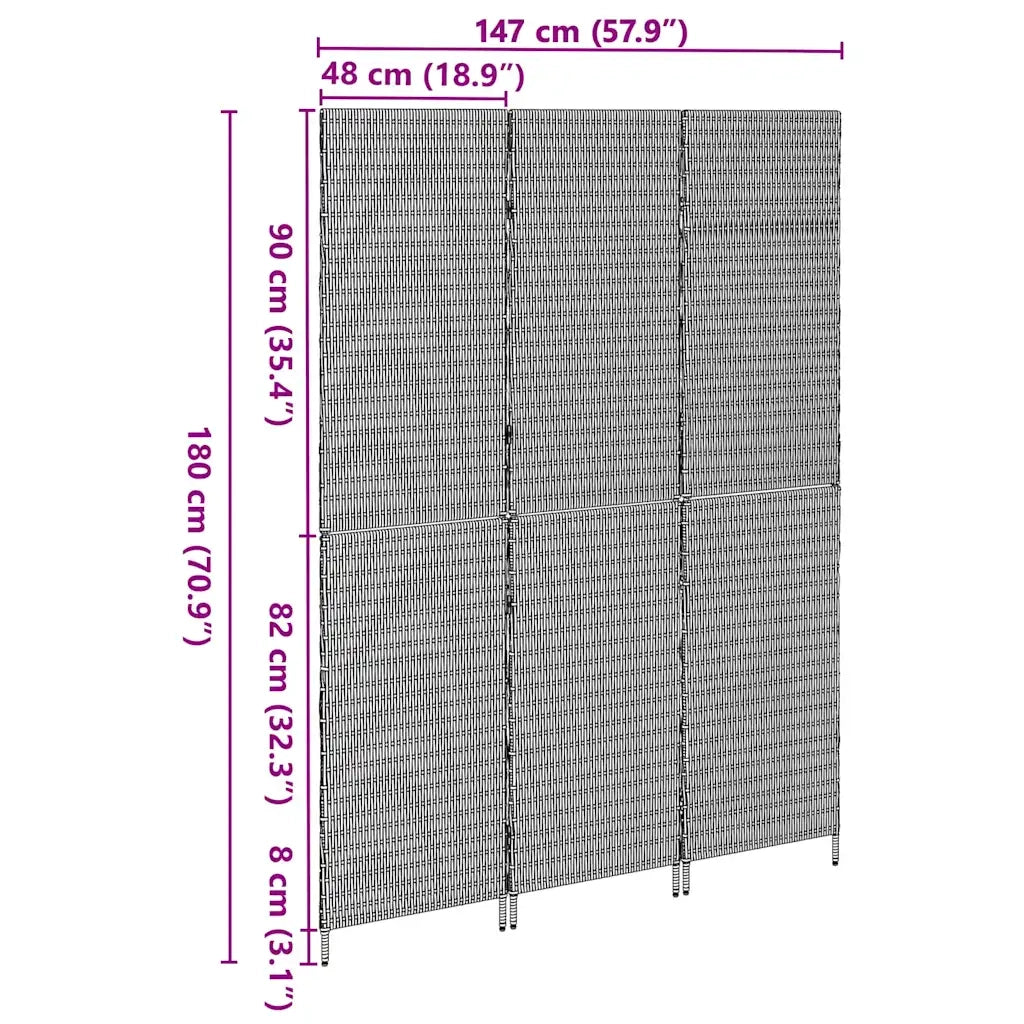 Divider per stanze | Paravento | Divisorio Ambienti Beige 147 x 180 cm polyrattan