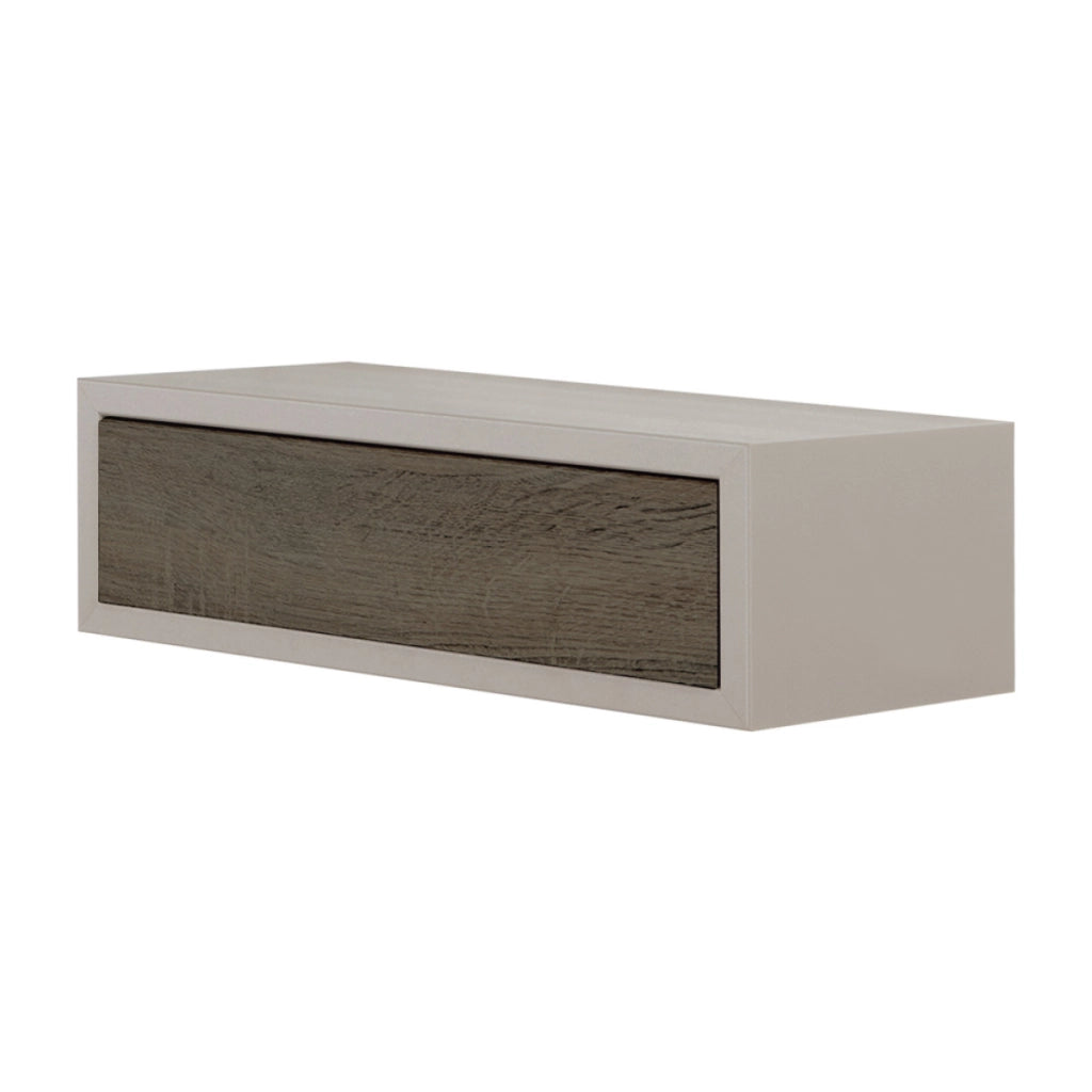  Mensola da Muro con Cassetto Modello LEGOLO, Comodino Sospeso, Mensola da Parete, 45x13.4 p20 cm. Finitura  TALPA/NOCE - MADE IN ITALY