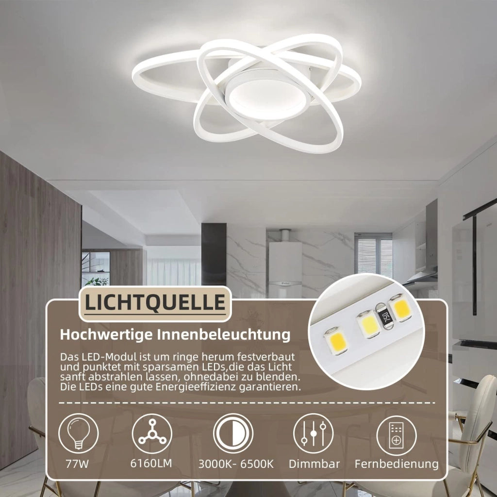 ZMH Lampada da soffitto LED dal design moderno per soggiorno con 3 lampade ovali 3000-6500K con telecomando