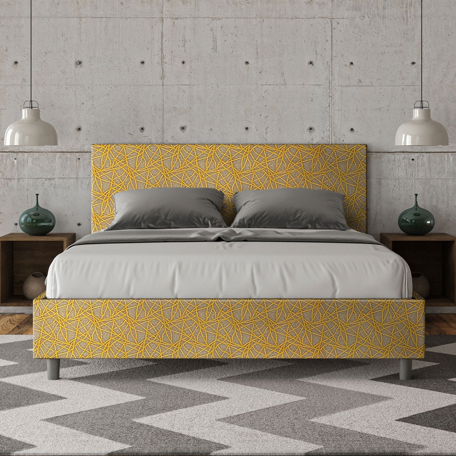 Letto Matrimoniale 160x190 cm Senza Rete Adele Era 06 Giallo