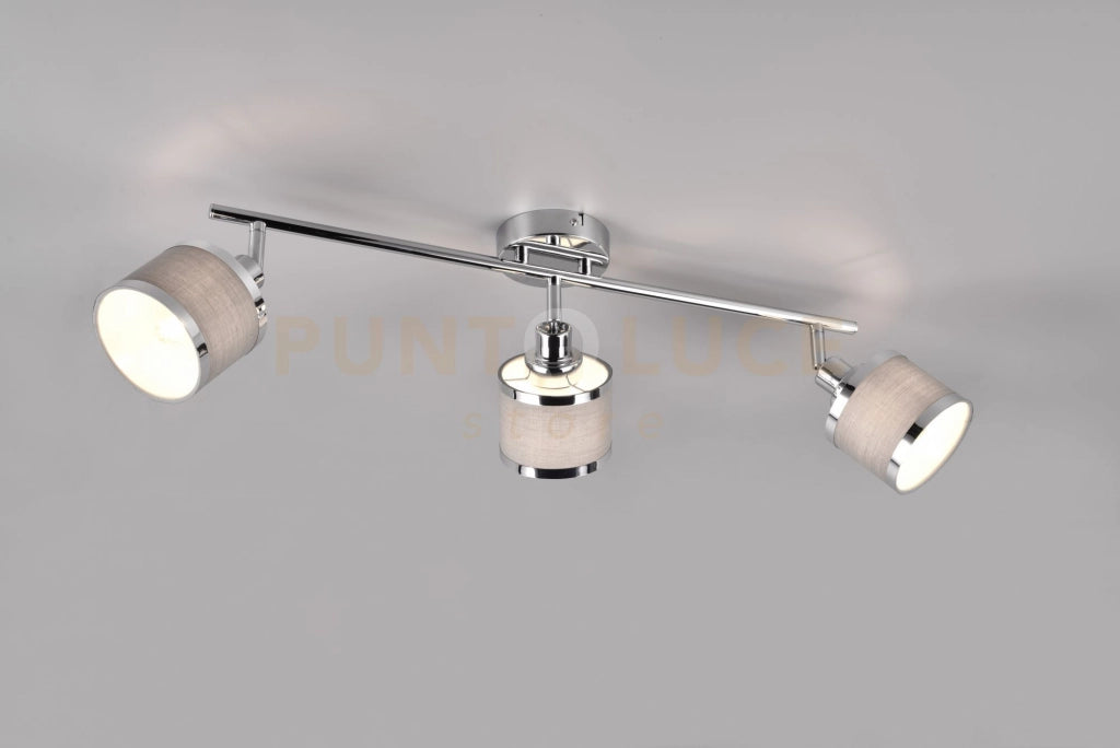 AROSA BARRA 3 SPOTS METALLO CROMATO CON PARALUME GRIGIO L. 81CM 3 LUCI ATTACCO E14
