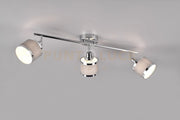 AROSA BARRA 3 SPOTS METALLO CROMATO CON PARALUME GRIGIO L. 81CM 3 LUCI ATTACCO E14