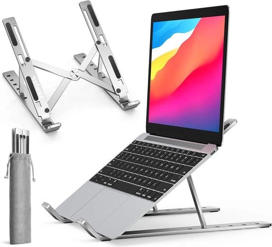 Stand per laptop multifunzionale pieghevole - Sosteggi tablet ergonomico con cassetta - Leggero e spazievenditore - Compatibile con iMac, Laptop, Notebook, Tablet