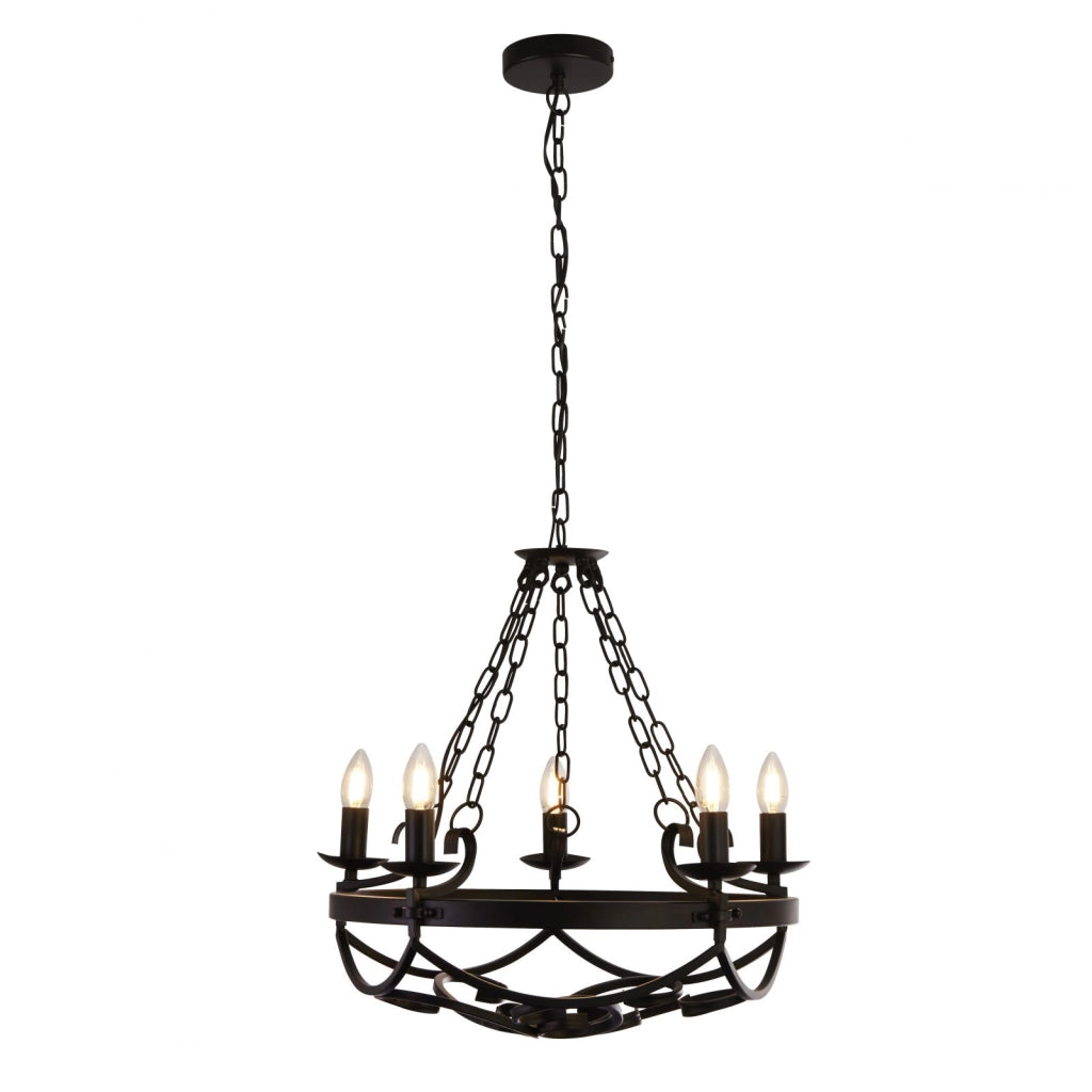 Cartwheel III 5Lt Pendant - Ferro battuto nero