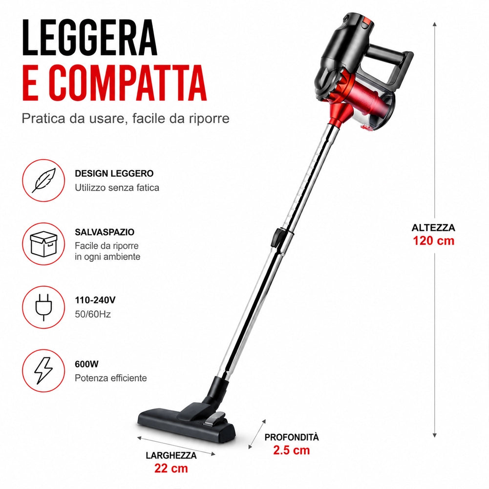 Scopa Elettrica senza sacchetto Aspirapolvere DCG BS3070 Ciclonica 600W BS-3070