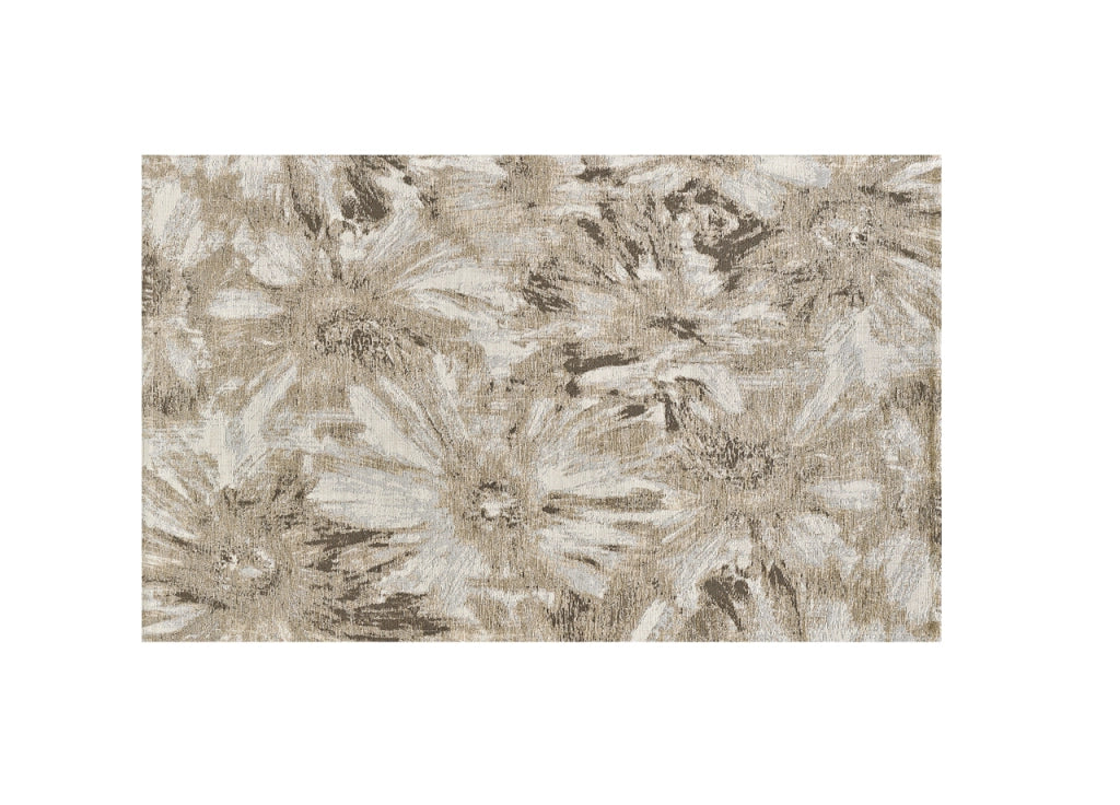 Tappeto Salotto Velour Antiscivolo Disegno Fior Di Loto By Suardi - 65x110(2Tappeti) - Tortora