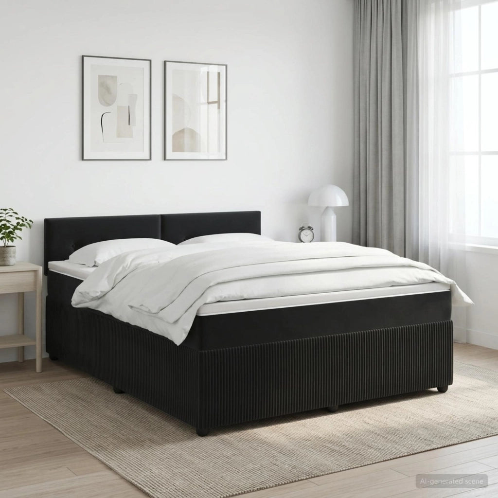 Letto box spring con materasso Nero 160 x 200 cm Velluto 3451711