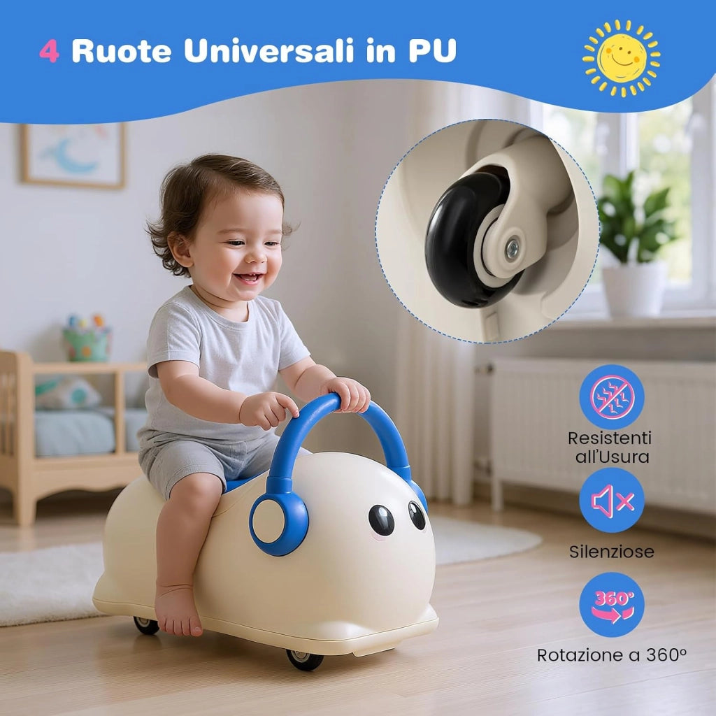 3 in 1 Cavallo a Dondolo per Bambini, Dondolo Cavalcabile con Spazio Nascosto, Ruote Scorrevoli e Tavola di Equilibrio Rimovibile, Regalo per Bambini 1-3 Anni