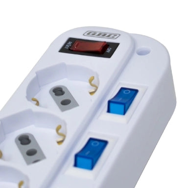 Multipresa 6 posti 10-16a-schuko con interruttori indipendenti bianco