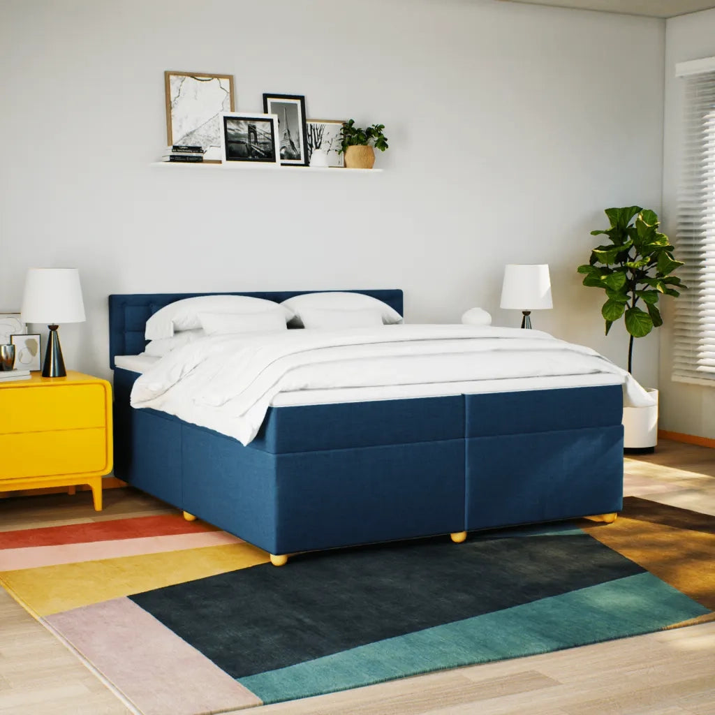 Giroletto a Molle con Materasso Blu 200x200 cm in Tessuto 3286807