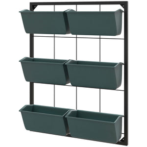 Orto Verticale a 3 Livelli con 6 Vasi 52x14x66 cm in Acciaio e Plastica Verde Scuro