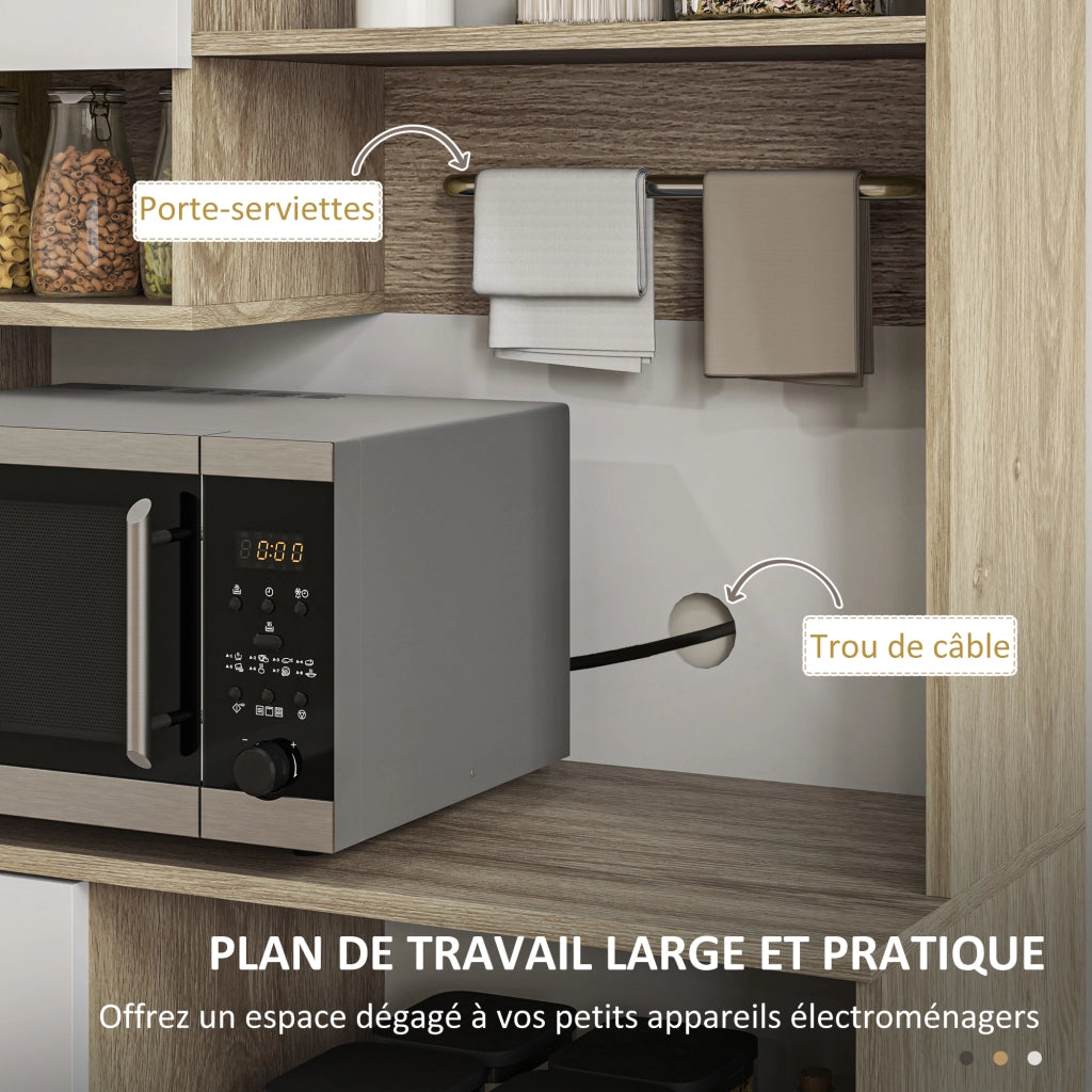Mobile Alto da Cucina ¨C Xylo ¨C Bianco e Legno con Ripiani Regolabili e Cassetto